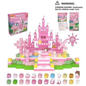 Magnetic Creative Building Blocks Set, 100/200 Pieces, Castle, Glow-In-Dark Cubes, Stem Montessori Toy for Kids Aged 3+, Perfect Gift