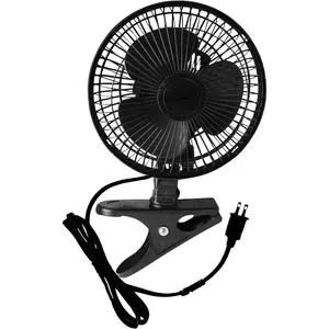 6 INCH - 2 Speed - Adjustable Tilt, Whisper Quiet Operation Clip-On-Fan - Black