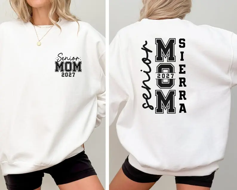(DM or NOTE) Senior Mom 2027 Sweatshirt, Custom Graduation 2027 Mom Sweater, Senior Gift Graduation, Matching Family Senior Mom 2027, Class Of 27 Crewneck