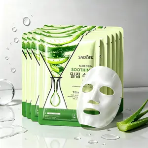 SADOER 10-Pack Aloe Vera Facial Masks, Non- Greasy Moisturizing Hydrating Skincare, Deep Hydration, Silky Smooth Skin, Latex-Free, Unscented, Suitable for All Light Beige Types, Unisex Adult, Hydrate