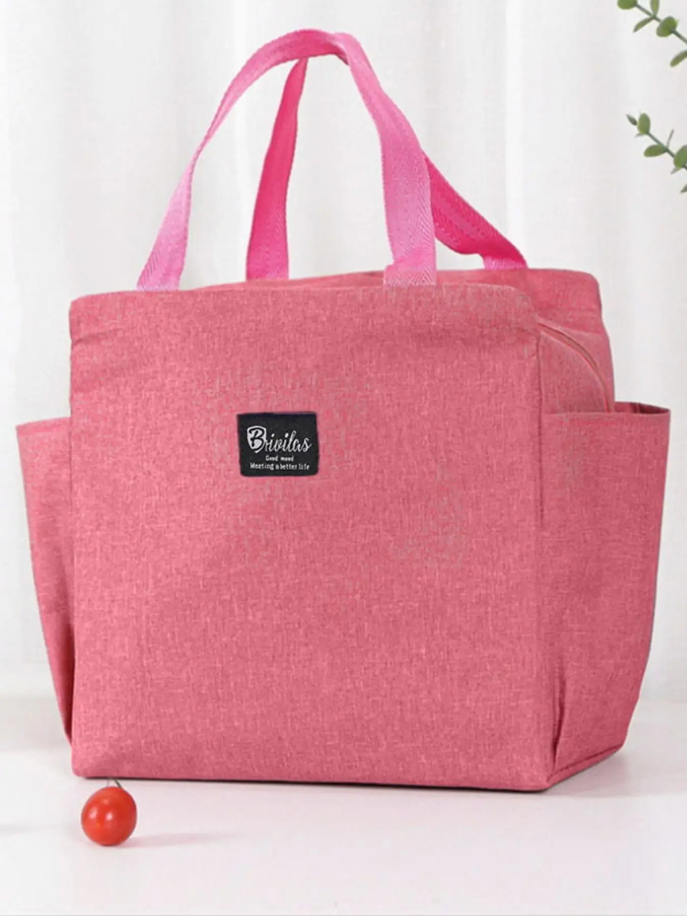 Solid Color Letter Label Lunch Bag, Portable Insulated Lunch Bag for Daily Use, Large Capacity Picnic Bag for Men & Women, Perfect for Student Use