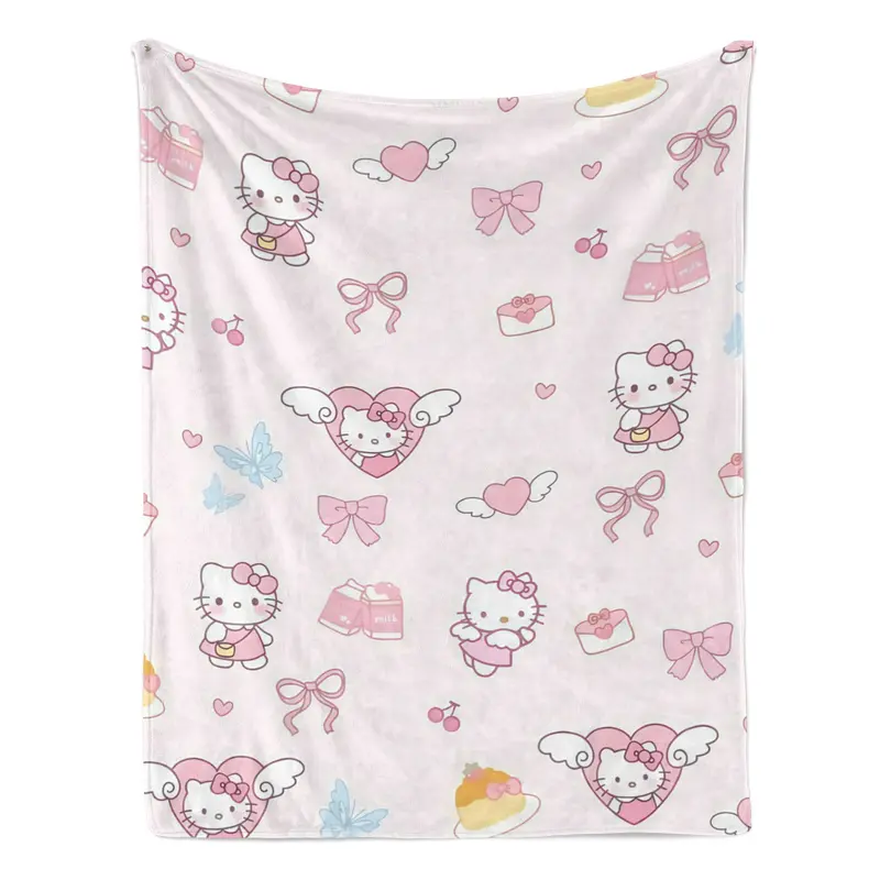Sanrio Hello Kitty Pink Plush Blanket with Adorable Character Patterns and Sweet Designs for Cozy Comfort Ideal for Snuggling and Relaxing