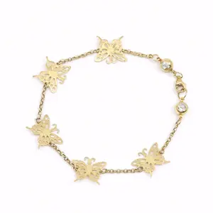 Pulsera rolo con mariposas 10k