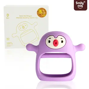 Penguin Never Drop Teether Toy - BPA-Free Food-Grade Silicone Teething Toy for Babies 0-6 Months, Safe & Durable, Easy to Clean, Promotes Oral Development - Sensory