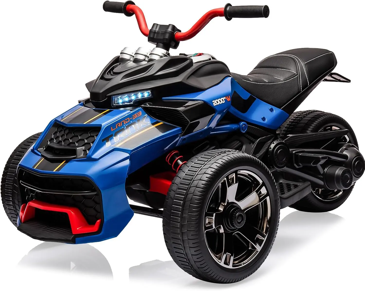 12V Kids Ride on Toy for Kids, Ride On Car w/Parent Remote, 2x55W Powerful Engine 7MPH Battery, 3 Wheelers Electric Vehicle, LED Lights, 2 Speeds, EVA Tire, Music, USB (Blue)