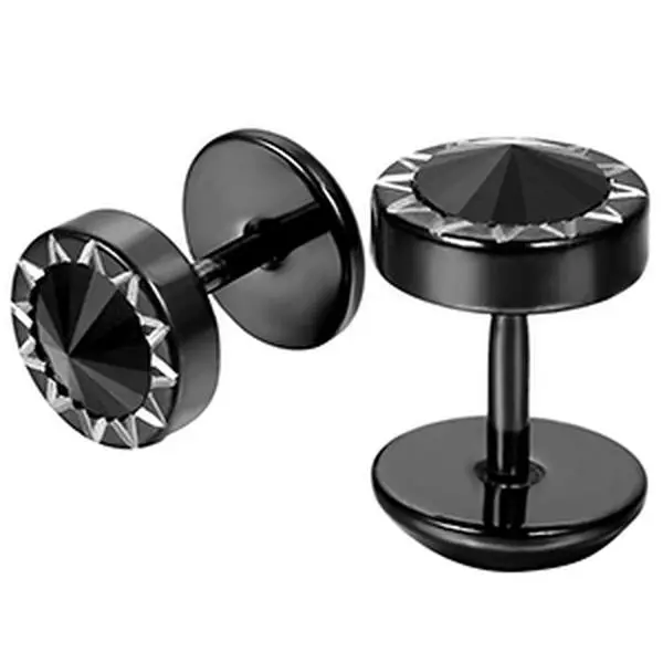 OIDEA Men's 8mm Stainless Steel Screw-Back Sunflower Stud Earrings, Glass Shine, Bold Radiant Pattern, Music-Inspired Design, Clean Reflective Accent, Casual Daily Wear Accessory, Bright Small Gift, Male