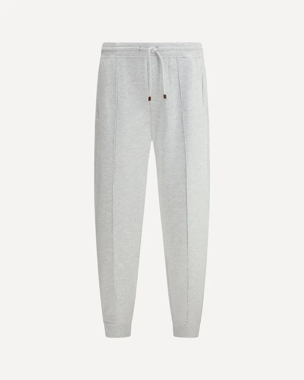 BRUNELLO CUCINELLI MEN'S LIGHT GREY TAPERED TROUSERS