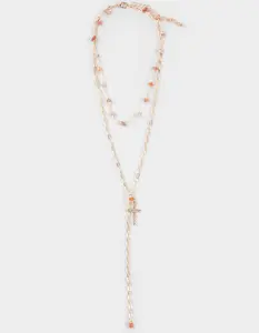 FULL TILT  Womens Layered Cross/Crystal Y Necklace, Gold