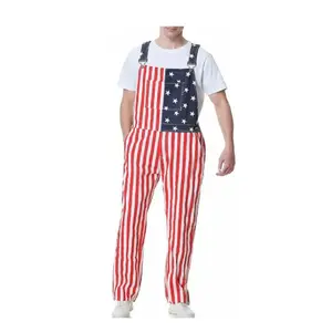 American Flag Overalls/Coveralls for Men & Women – Christmas Rompers, Gift for Couples, Casual Men’s Denim Loose Fit, Adjustable Straps, Workwear Jumpsuits, Formal Wear GARMENTARY