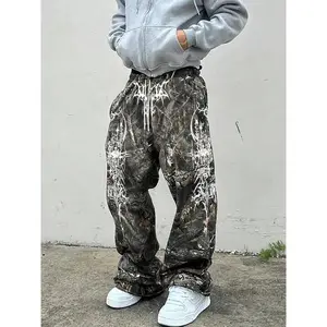 Y2K Oversized Camo Pants, Casual Loose Fit, Branches & Camouflage Print, Street Style High Street Fashion, Fall/Winter Essential
