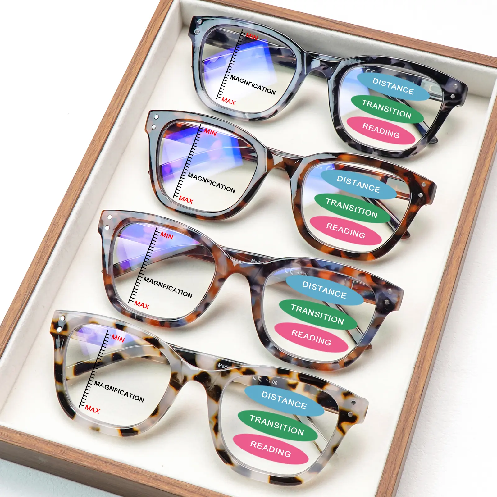 4pcs Progressive Multifocal Blue Light Blocking Reading Glasses Women's Reading Glasses Stylish Printed Designs Multiple Options For Various Occasions Easy To Fold And Carry Fashionable Accessories