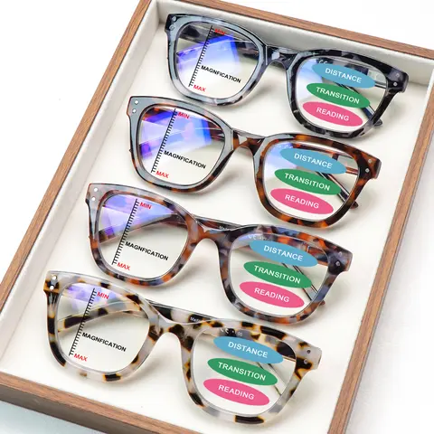 4pcs Progressive Multifocal Blue Light Blocking Reading Glasses Women's Reading Glasses Stylish Printed Designs Multiple Options For Various Occasions Easy To Fold And Carry Fashionable Accessories