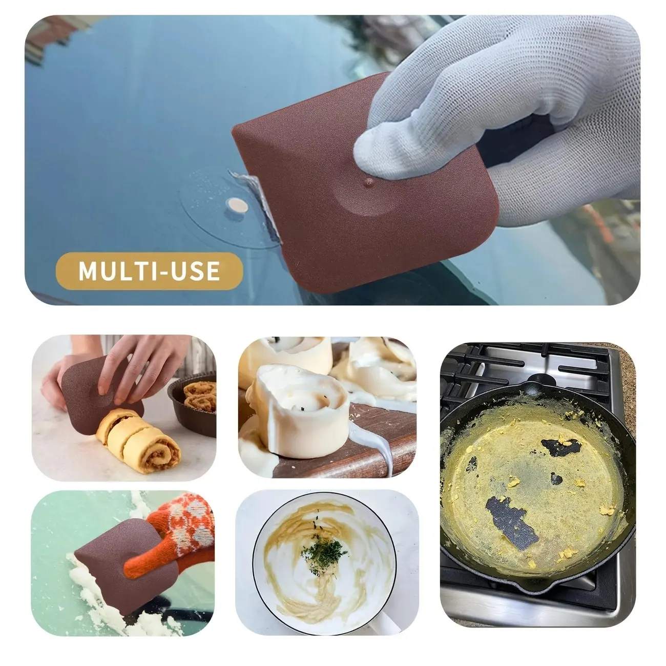 5pc Dish Scraper Tool Set, Cast Iron Cleaning Scraper, Polycarbonate Plastic Pot Scraper, Iron Pan Scraper for Kitchen Cleaning