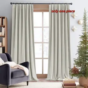 Modern Minimalist Thick Velvet Curtains, Full Light Blocking, Fall Winter French Vintage Style, Bedroom and Living Room Ring Design, Heavy Curtain