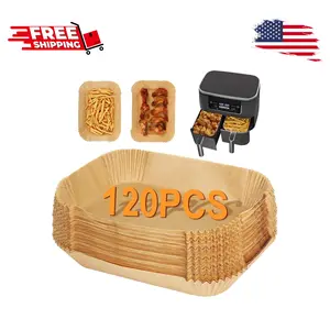 Air Fryer Liners for Ninja Dual, Set of 120, Rectangle Disposable Compatible with Ninja DZ201/DZ401/DZ550/SL401, Instant Vortex and Other DualZone Airfryer