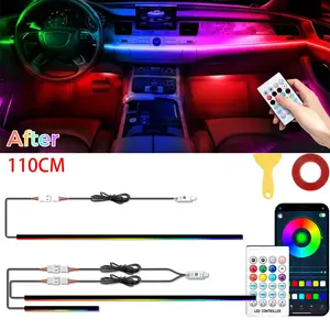110cm Car LED Light, RGB Car Interior Atmosphere Lamp strip,USB Powered Center Console Dashboard Acrylic Lamps Strip APP Remote Control Multifunctional Car Led