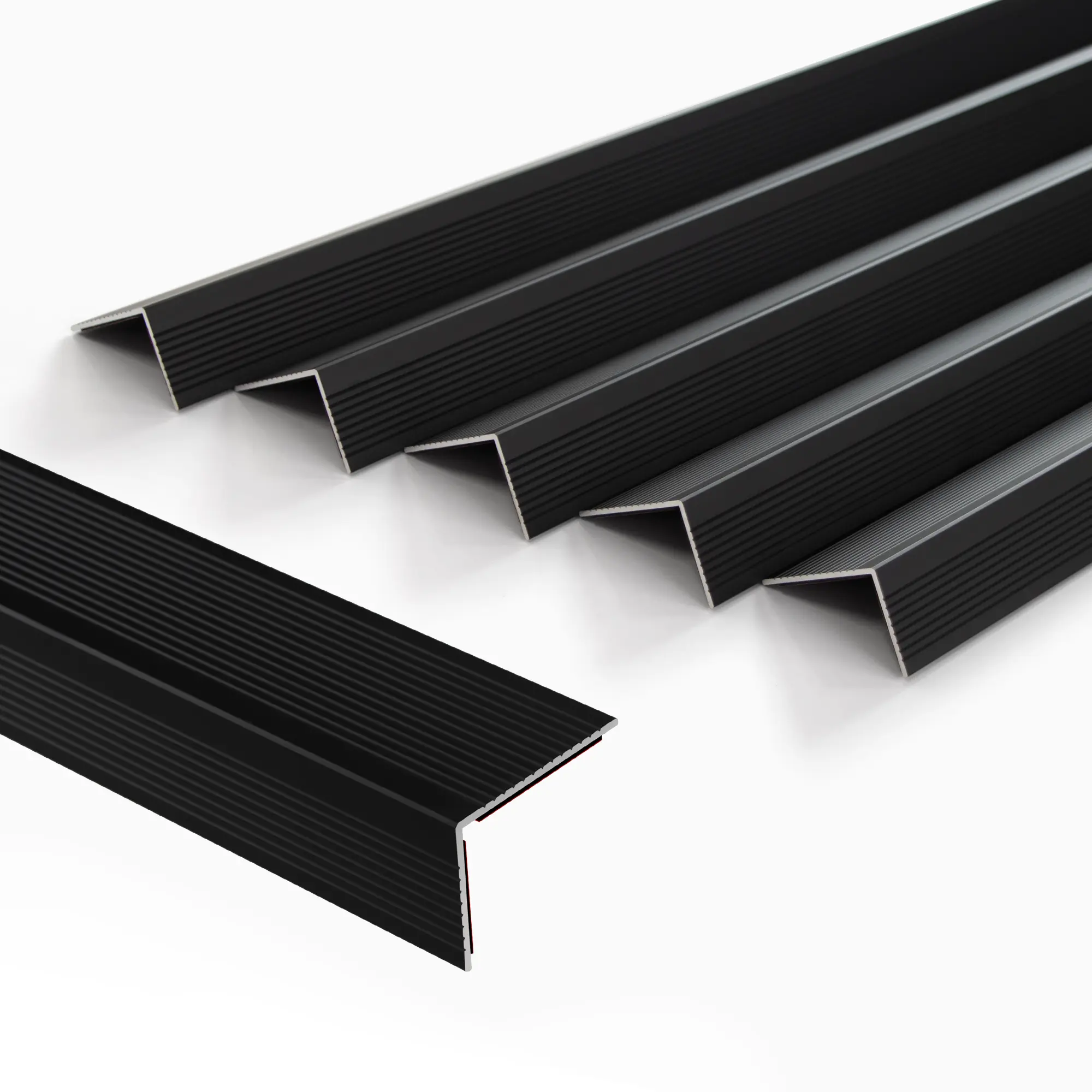 5-Pack 72 Inch Aluminum Peel and Stick Stair Nosing, Matte Black Staircase Step Treads Anti-Slip Stair Edge Protector, Waterproof Self Adhesive Stair Nose Molding Trim for Indoor & Outdoor