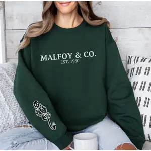 Draco Sweatshirt, Draco Crewneck, Magical Hoodie, Bookish Pullover, Manor Sweater, Green House Shirt, HP Potter Clothing, Wizard Merch Fandom Gift Womenswear Soft Long Sleeves Graphic Fabric Outfit