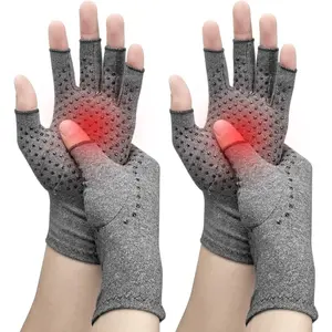 2 Pairs Arthritis Compression Gloves Arthritis Carpal Tunnel Rheumatoid RSI Fingerless Antislip Breathable Men Women Typing Daily