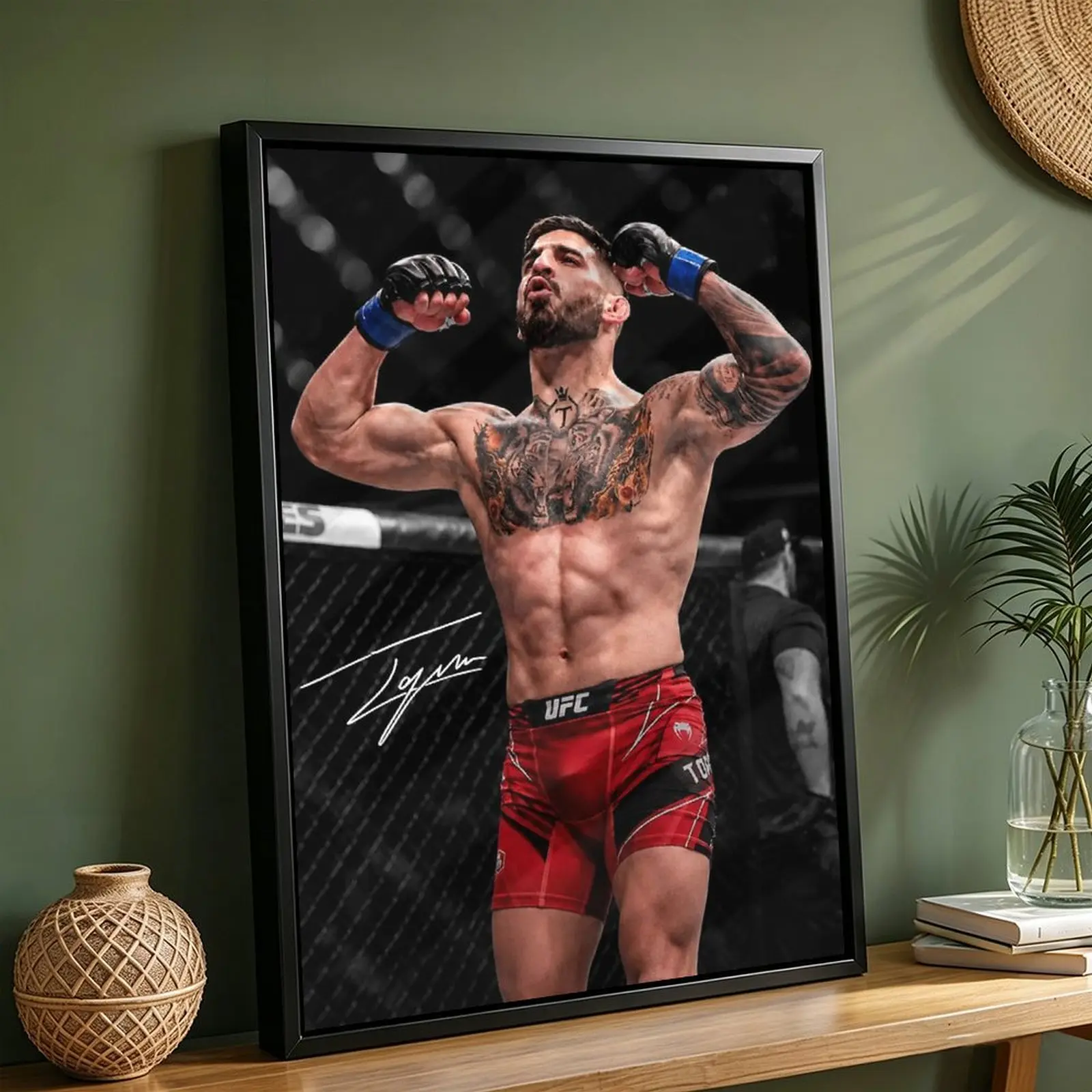 UFC Legends Canvas Wall Art Set, Conor McGregor, Ilia Topuria, Makhachev, Charles Oliveira, Benoit Saint-Denis, Max Holloway Signed Print Poster, MMA Fighter Combo Decor Gift For Fight Sports Fans