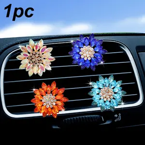 Crystal Sunflower Car Air Freshener Clip, Alloy Car Interior Decor, Hvac Vent Decoration, Car Aroma Diffuser, Car Fragrance, Gift Idea