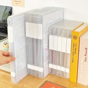 Set of 6 A4 size clear plastic file storage boxes with snap closure - Portable multi-purpose rectangular file organizer box for documents, scrapbook paper and magazines Files Organizer