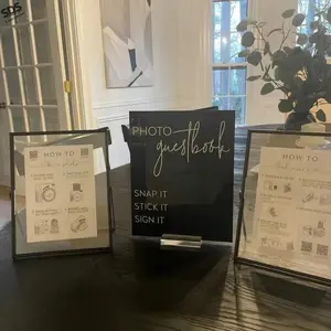 Acrylic Wedding Photo Sign-In Guide Sign, Includes Base, Script Text, Snap It Stick It Sign It, Perfect for Wedding Events