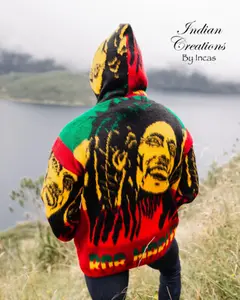 Red Rasta Handmade Alpaca Jacket. Soft and Unisex. Lightweight.