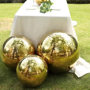 Stainless Steel Gazing Globe Mirror Ball 22" Reflective Shiny Hollow Sphere Gold - Outdoor Garden Decoration