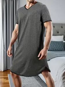 Men's Sleepwear Loungewear Spring Summer Short Sleeve Round Neck Loose Fit Breathable Soft Fabric Casual Home Wear Comfortable Pajamas