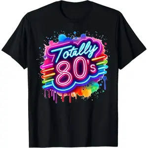 Retro 1980's Colorful Totally 80's Funny 80 Rave Theme Party T-Shirt