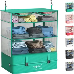 Compressible Packing Cubes Portable  Closet Shelves 17"x12"x24" Extendable Travel Organizer Nylon Packing Bags for Suitcase
