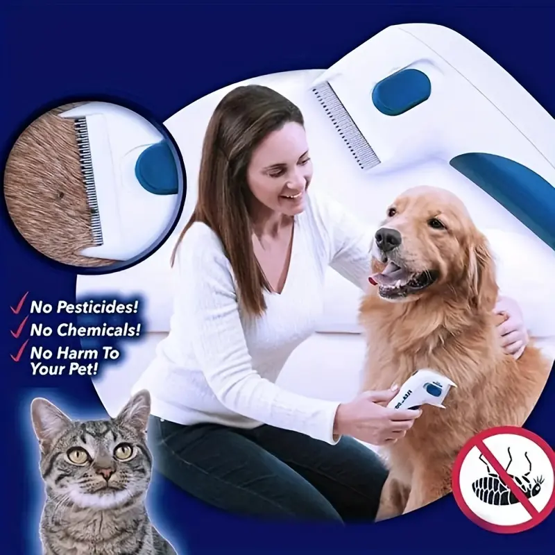 Electric Flea Comb for Cats and Dogs - Pet Flea Comb Kills Fleas and Eggs, Electronic Lice Remover Beauty Comb Brush