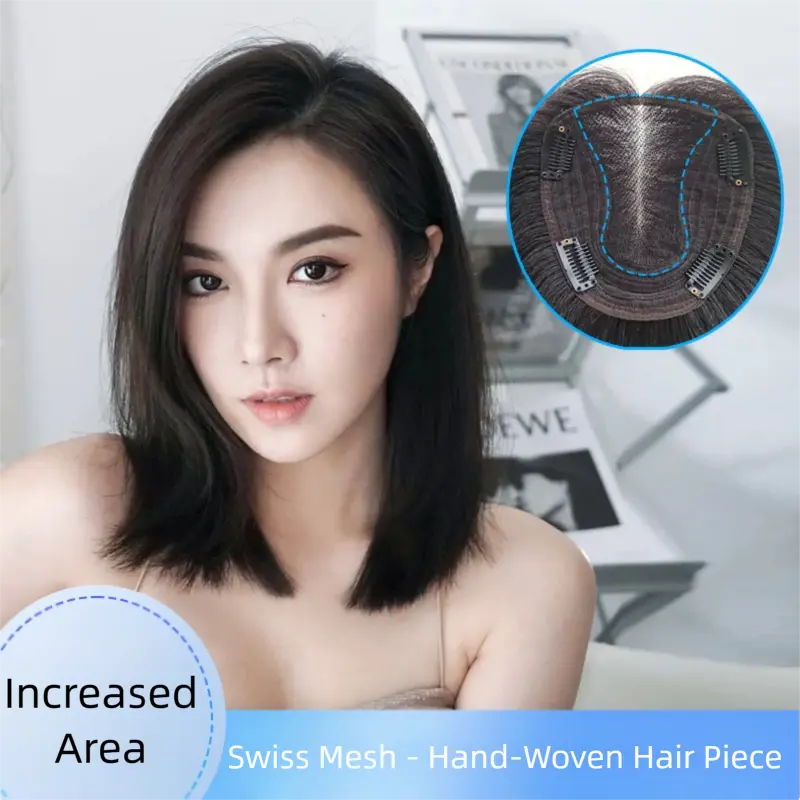 12x14cm Lightweight Hair Topper | Achieve a Natural, Full Look with Seamless Gray Coverage | Breathable and Undetectable for a Confident You