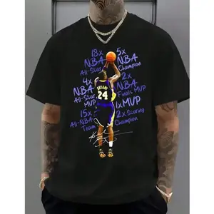 Kob.E Bryant|     Artistic Lakers Basketball Print Classic T-Shirt|     Popular Classic Apparel For Kobe Fans|     Cotton Printed Crew Neck Unisex Short-Sleeve T-Shirt|     European And American Fashion Brand Printed Base Layer Shirt 08A