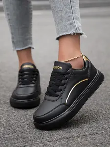 Women's Lace-Up Casual Sporty Sneakers, Classic Comfortable Soft Walking Shoes, Suitable for Daily Wear & Formal Occasions