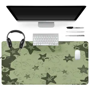 Extra Large Green Star Pattern Mouse Pad Stylish Gaming Mouse Pad 35x16 Inch Computer Keyboard Mousepad Suitable for Families, Offices and Schools. Perfect Gift for Family Members and Friends
