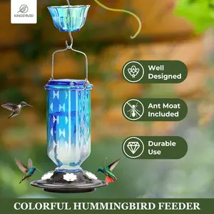 Outdoor Hanging Hummingbird Feeder, 26oz Leak-Proof Nectar Feeder, 6 Feeding Ports, Ant Barrier, Garden Decor, Best Holiday Gift