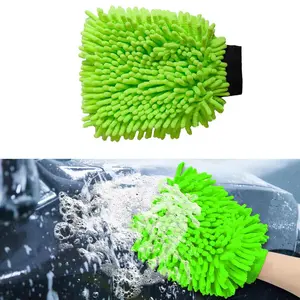 Car Wash Gloves Glass Window Cleaning Dust Removal Dry Wet Use, Fleece Lined Car Washing Mitts, Multi-Purpose Auto Care Accessories