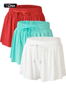 Women's Solid Color Drawstring Fitted Shorts, Casual Pocket Bottoms for Summer, Ladies Clothes for Daily Wear, Cute, Womenswear