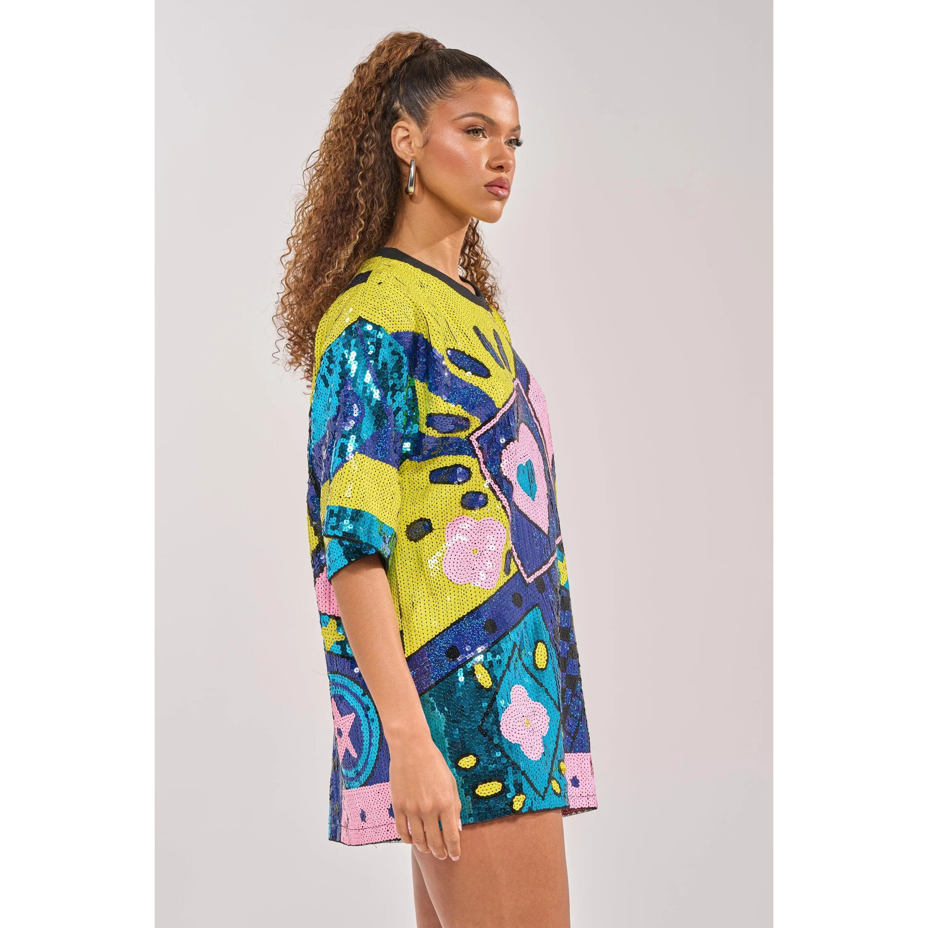 QUEEN OF HEARTS SEQUIN TSHIRT DRESS - TikTok Shop