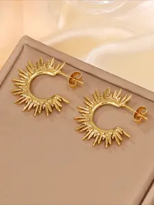 2pcs elegant and modern stainless steel sun shaped earrings, suitable for dates, parties, gatherings, and daily commuting occasions, are an excellent gift to highlight your elegant temperament, Elegant Minimalist Earrings