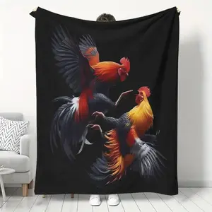 1 Piece Fun Rooster Modern Printed Velvet Soft Cozy Stylish Blanket - Suitable for Home Use, Bed & Sofa, Ideal for Friends & Family Birthday Gifts, Soft Cozy Blanket