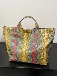 Fashionable Snakeskin Print Tote Bag, Large Capacity Shoulder Bag for Women, Casual Trendy Versatile High-quality Daily Commuting Bag, casual commuter bag, Casual Shopping Bag, Girl Fashionable  Unique Bags