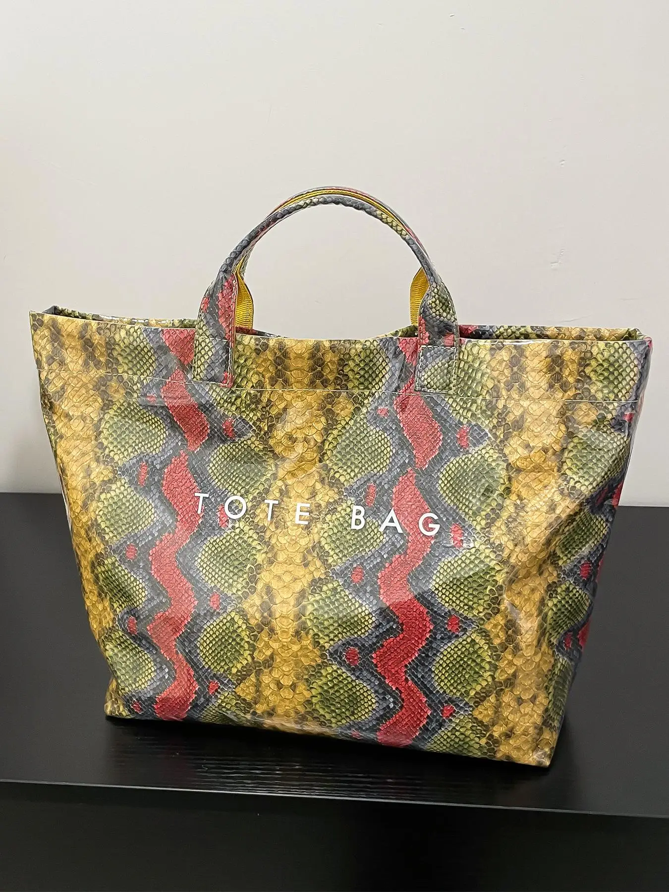 Fashionable Snakeskin Print Tote Bag, Large Capacity Shoulder Bag for Women, Casual Trendy Versatile High-quality Daily Commuting Bag, Girl Fashionabl