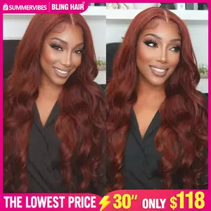 Bling Hair Body Wave Reddish Brown Human Hair Wigs 13x6 HD Transparent Lace Front Wigs Pre Plucked Auburn Brown 13x4 HD Lace Wig Human Hair