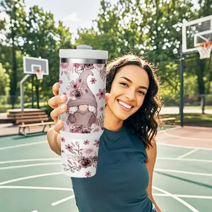 1pc 40oz/16oz Double Wall Vacuum Insulated Tumbler with Handle & Lid, Fairy Gnome Design Large Capacity Coffee Mug for Hot & Cold Drinks, Gift for Birthday, Christmas, Perfect for Family, Friends, Coworkers, Classmates, Insulated Cups