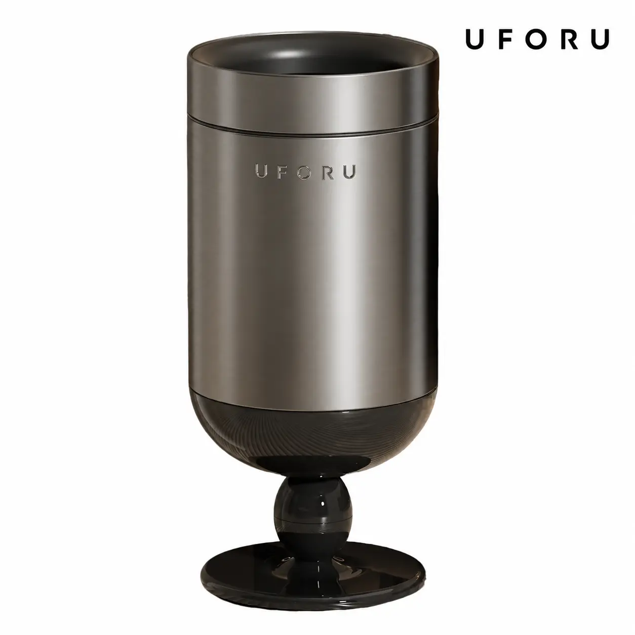 UFORU Light Luxury 3D Wine Glass Design Trash Can - Stainless Steel+ABS/PP Build, Retro Dual-Bin Smooth Bucket, Top Opening, 2 Capacity Options (15L/20L), Waterproof, 60 Trash Bags, Single Unit, Living Room Home Decor Bin for Daily Use