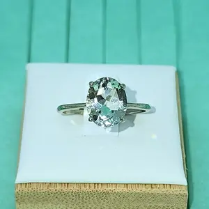 Green Amethyst Prasiolite Solitaire Ring in Sterling Silver