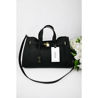 Black with gold hardware.